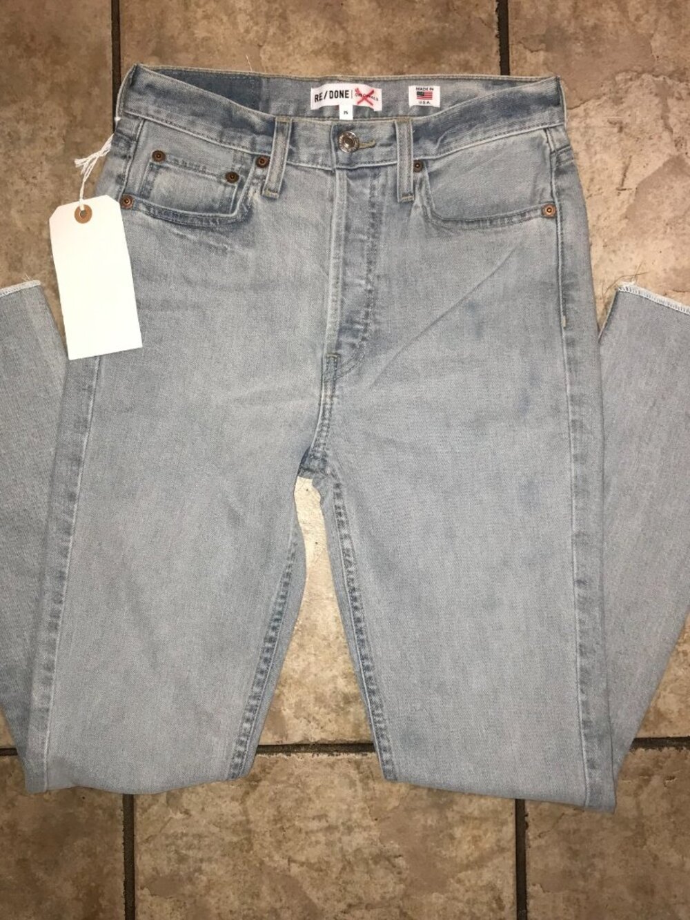 Women Re/Done x Cindy Crawford High Rise Ankle Crop Stretch Jeans-SAMPLE-Sz 25